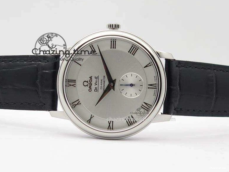 0404 Flexible De Ville MK 1:1 Best Edition SS White Dial On Black Leather Asian Seagull T1701 (Sec@6) 8244
